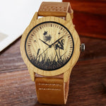 Creative Tree of Life Imitation Bamboo Wood Watch Men Women Couple Quartz Wooden Clock Leather Wristwatch Male Reloj montre uhr