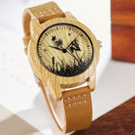 Creative Tree of Life Imitation Bamboo Wood Watch Men Women Couple Quartz Wooden Clock Leather Wristwatch Male Reloj montre uhr