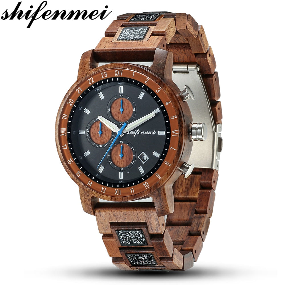 Shifenmei Creative Full Wooden Mens Watches Natural Wood Quartz Wrist Watch Handmade Bamboo Sport Clock Great Gifts madera reloj