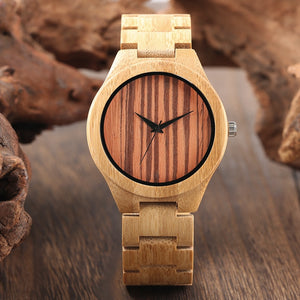 2020 NEW Fashion Stripe Dial Bamboo Wood Watches Male Full Natural Wooden Bangle Wrist Watch Clock Gift Item for Man Boyfriend