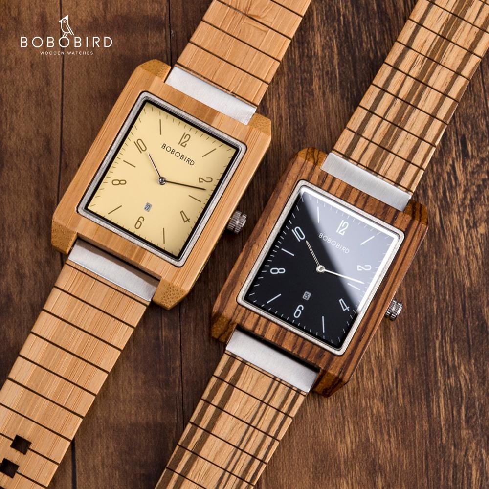 reloj hombre BOBO BIRD Bamboo Wooden Watches for Men Luxury Brand Date display Wristwatch in Bamboo Gift Box Custom Dropshipping