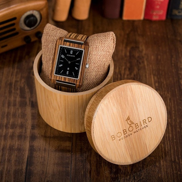 reloj hombre BOBO BIRD Bamboo Wooden Watches for Men Luxury Brand Date display Wristwatch in Bamboo Gift Box Custom Dropshipping
