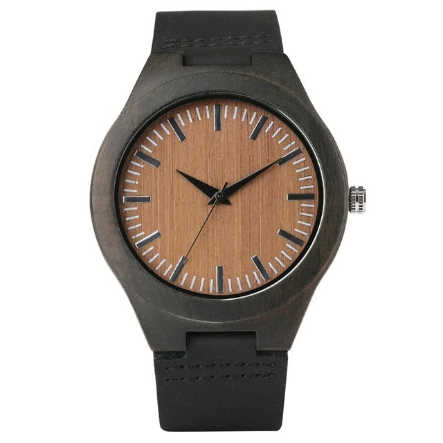Creative Rectangle Dial Wood Watch Natural Handmade Light Bamboo Fashion Men Women Casual Quartz Wristwatch Genuine Leather Gift