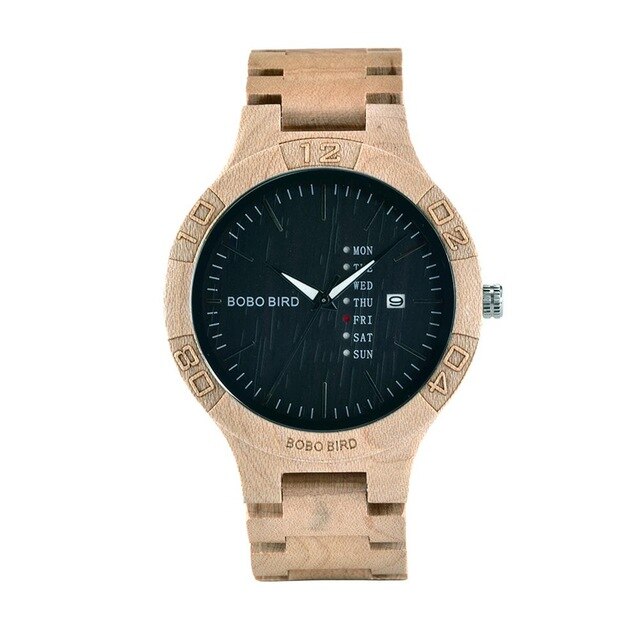BOBO BIRD Wooden Watches Men Women Date Week Quartz Wristwatch Male часы мужские  Ebony Bamboo Wood Watch Dropshipping fast