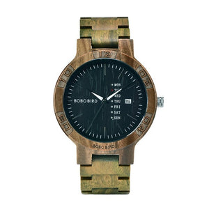 BOBO BIRD Wooden Watches Men Women Date Week Quartz Wristwatch Male часы мужские  Ebony Bamboo Wood Watch Dropshipping fast