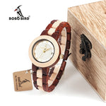 BOBO BIRD Two-tone Wooden Watches Women Top Luxury Brand Lady Timepieces Quartz Wrist Watches in Wood Gift Box Dropshipping OEM