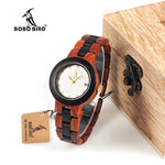 BOBO BIRD Two-tone Wooden Watches Women Top Luxury Brand Lady Timepieces Quartz Wrist Watches in Wood Gift Box Dropshipping OEM