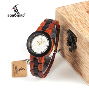 BOBO BIRD Two-tone Wooden Watches Women Top Luxury Brand Lady Timepieces Quartz Wrist Watches in Wood Gift Box Dropshipping OEM