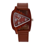 ALK Women Wooden Watch Ladies Quartz Watches Female Male Bamboo Leather Strap Wristwatch Unisex Triangle Wood Clock Dropshipping