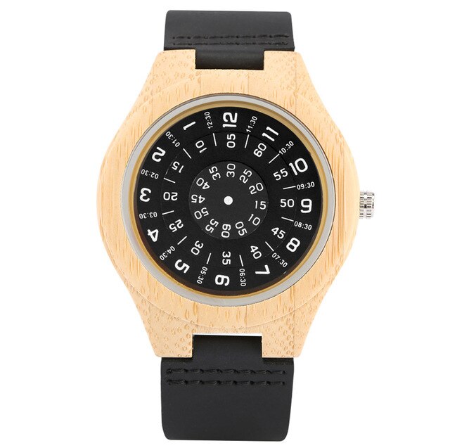 New Arrival 2020 Creative Wood Watches for Men Quartz Wrist Watch Black Genuine Leather Watch band Trendy Cool Wooden Timepiece