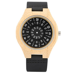 New Arrival 2020 Creative Wood Watches for Men Quartz Wrist Watch Black Genuine Leather Watch band Trendy Cool Wooden Timepiece