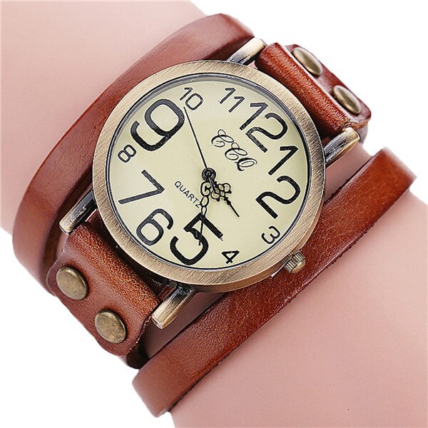 Luxury Brand Vintage Cow Leather Bracelet Watch Women Leather Bamboo Women's Watch  Classic Reloj Mujer 2019 Relogio Feminino