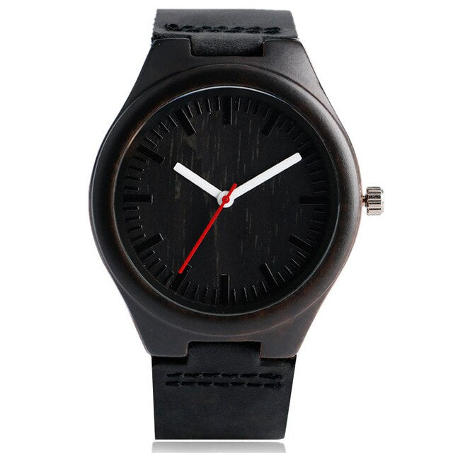 Fashion Nature Bamboo Hand-made Light Wood Quartz Watches with Genuine Leather Band for Women Men's Casual Wristwatch Relojes
