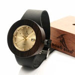 BOBO BIRD Calendar Dial Japanses Quartz Movement Wooden Watch LbC02 C03 for Women and Men Round Case Ebony Watch with Watches