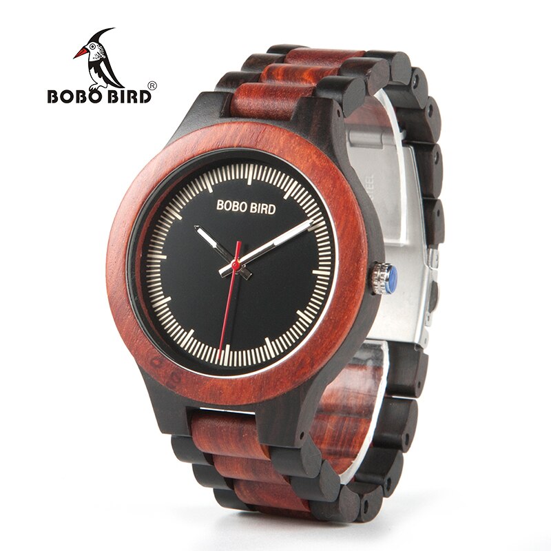 BOBO BIRD V-O01/O02Men's Quartz Watch Top Luxury Brand Bamboo Wood Dress Wristwatch  with Classic Folding Clasp in Wood Gift Box