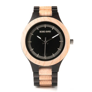 BOBO BIRD V-O01/O02Men's Quartz Watch Top Luxury Brand Bamboo Wood Dress Wristwatch  with Classic Folding Clasp in Wood Gift Box