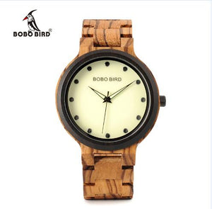 BOBO BIRD Men bamboo Wooden Watch Luminous Dial Wrist Watches With Wood Links In Gift Watch Box relojes hombre custom logo