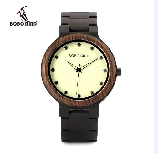 BOBO BIRD Men bamboo Wooden Watch Luminous Dial Wrist Watches With Wood Links In Gift Watch Box relojes hombre custom logo