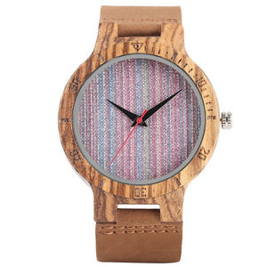 Unique Stripes Lines Dial Wooden Watch Mens Bamboo Creative Quartz Clock Genuine Leather Bangle Reloj de madera 2020 New Fashion