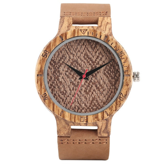 Unique Stripes Lines Dial Wooden Watch Mens Bamboo Creative Quartz Clock Genuine Leather Bangle Reloj de madera 2020 New Fashion