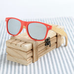 BOBO BIRD Brand Red Frame Sunglasses Woman Polarized Bamboo Holder Sun Glasses Beach Fashion Coated With Wood Box Oculos