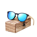 BARCUR Vintage Round Sunglasses Bamboo Temples Polarized Wood Sun glasses Men Women Shades oculos