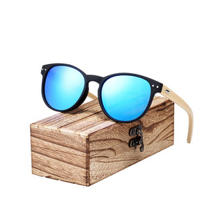 BARCUR Vintage Round Sunglasses Bamboo Temples Polarized Wood Sun glasses Men Women Shades oculos