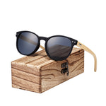 BARCUR Vintage Round Sunglasses Bamboo Temples Polarized Wood Sun glasses Men Women Shades oculos