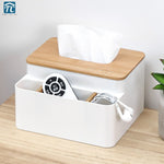 Nordic Simple Tissue Box Home Multi-function Storage Living Room Coffee Table Bamboo Wooden Napkins Plastic Holder Case Desktop