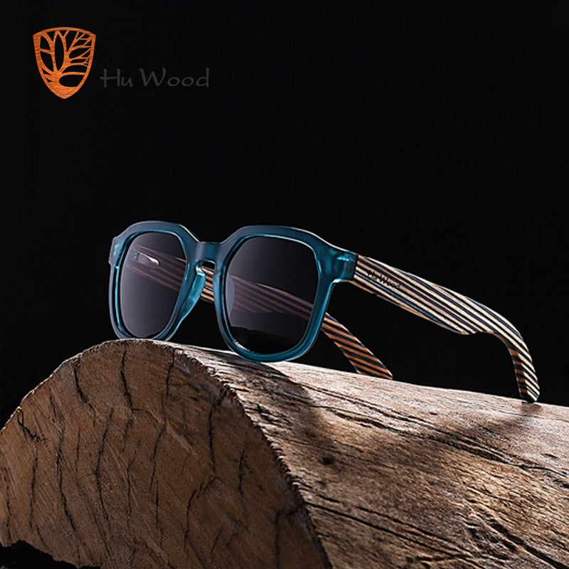 HU WOOD Polarized Sunglasses Fishing For Men Womens Wood Sunglasses Travel Bamboo Sunglass Driving Shade UV400 Lens GR8014